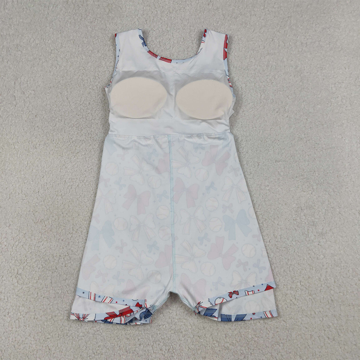 RTS NO MOQ GSD2150 Baby Girls 4th of July Baseball Yoga Active Wear Skort Knee Length Dresses Red White And Blue Stars And Stripes
