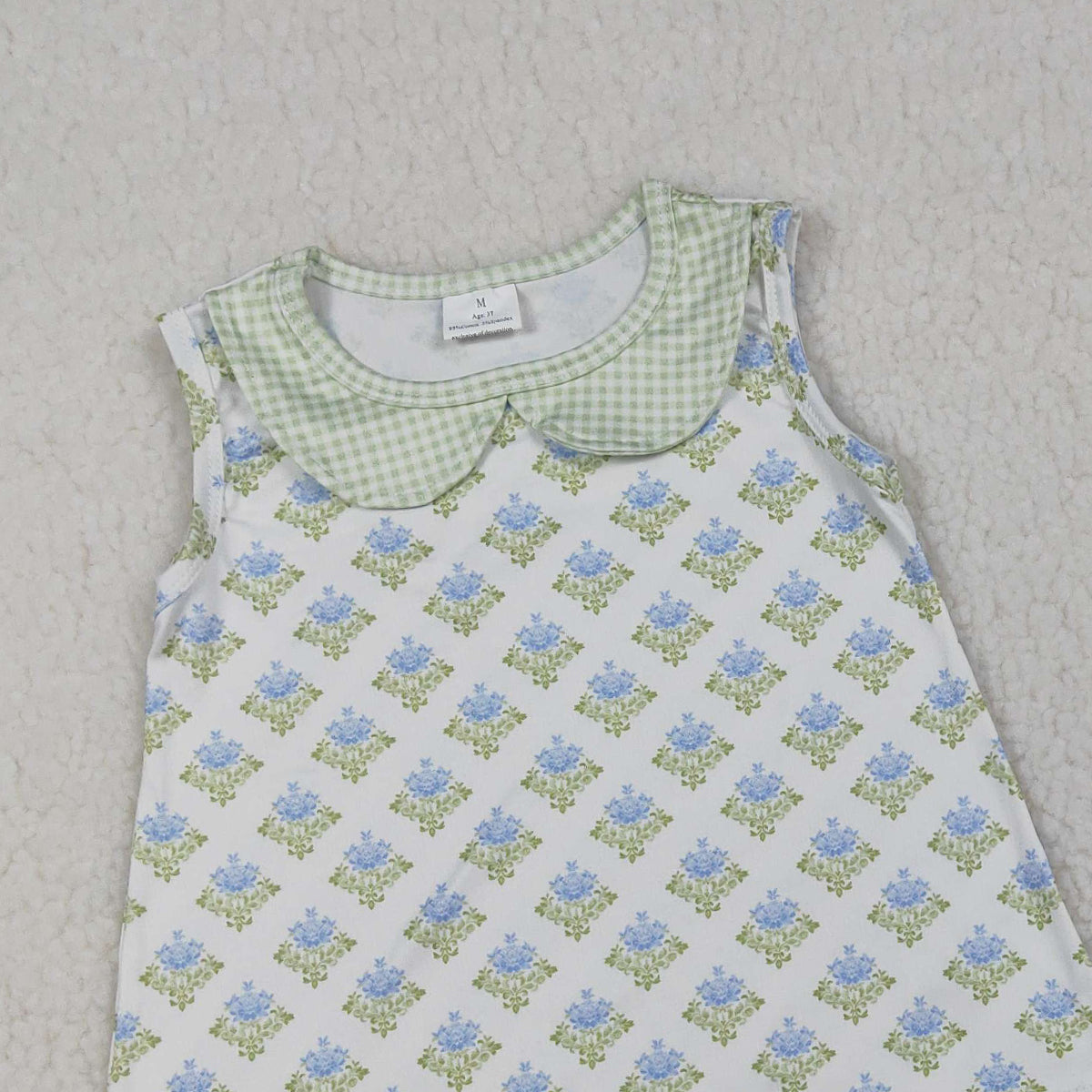 RTS NO MOQ GSSO2850 Baby Girls Plaid Collar Tunic And Ruffle Shorts Outfit Set Floral Print Baby Girl's Clothing Set