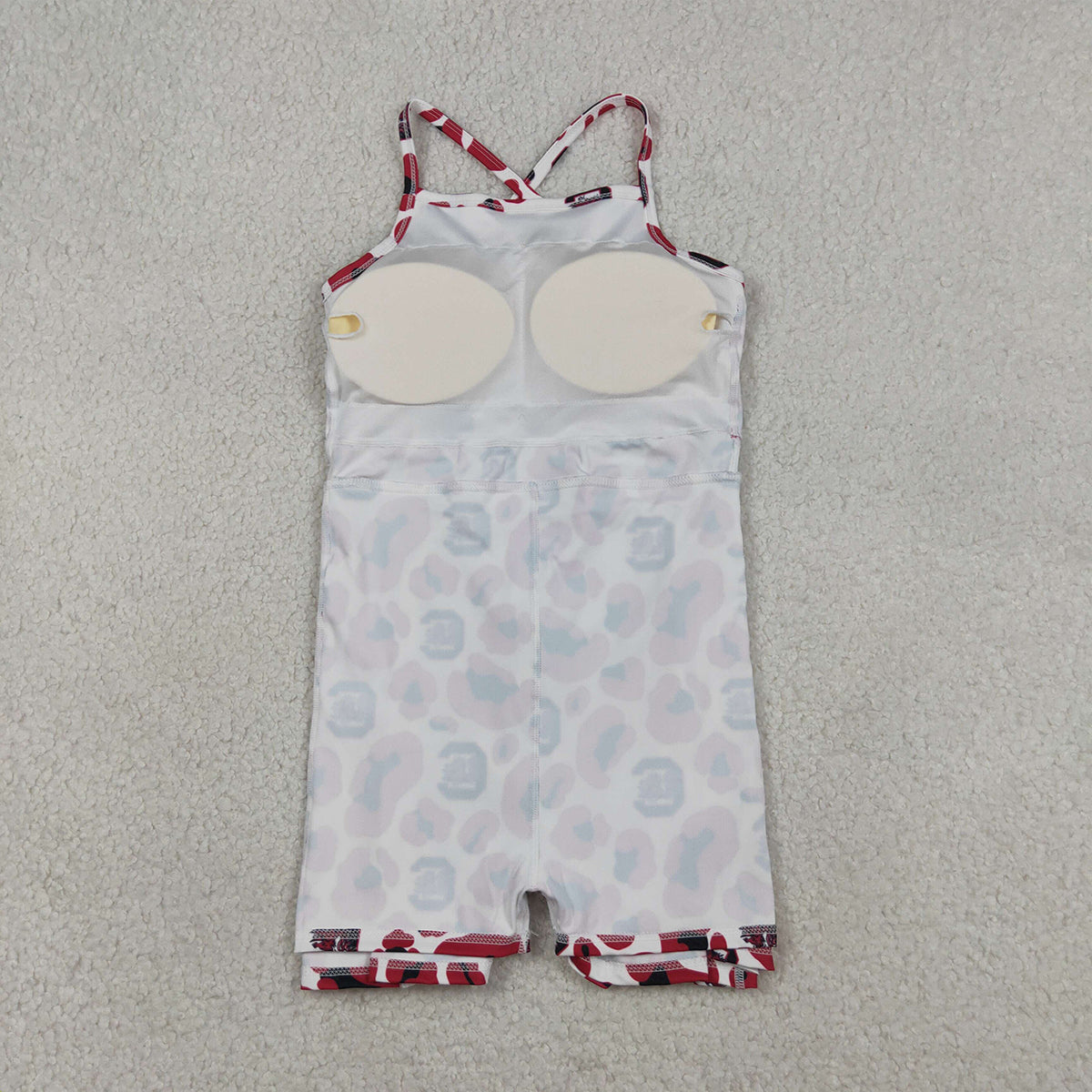 RTS NO MOQ GSD3633 Baby Girls Red Leopard Team Yoga Active Shorts with Strap Knee-Length Dress for Toddlers