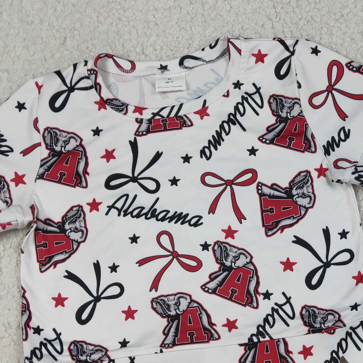 RTS NO MOQ GSSO3253 Baby Girls Star Bows Print Top Scallop Shorts Outfit Set Team Clothing for Kids