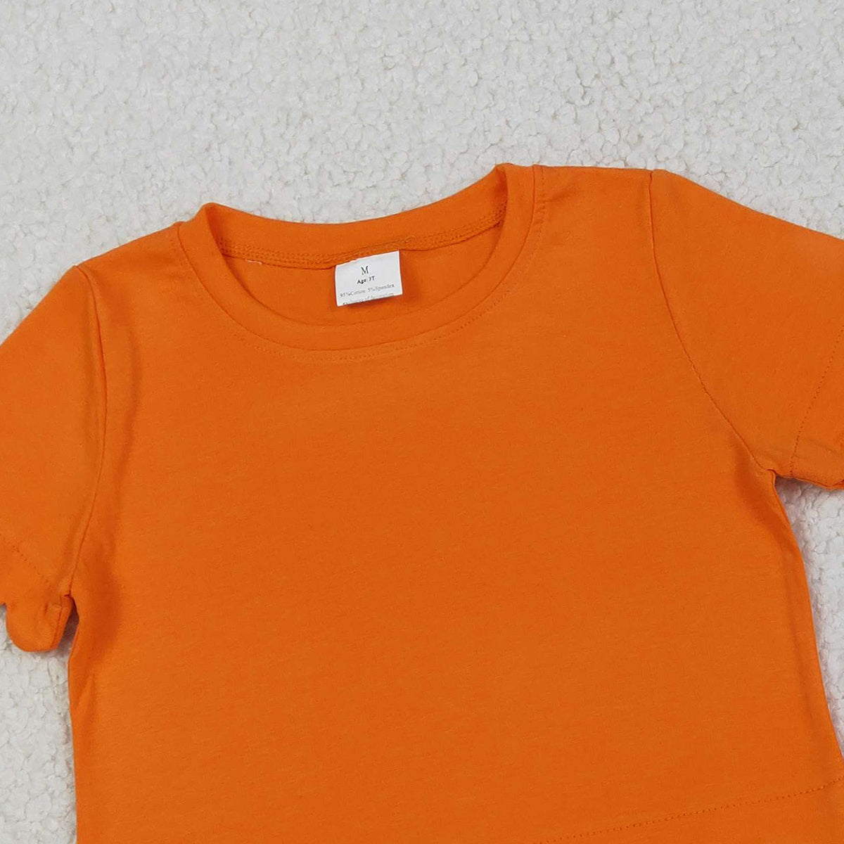 RTS NO MOQ GSSO3178 Baby Girls Orange Shirt Top with Scallop Trim And Short Orange Shorts Outfit Set for Spring Summer