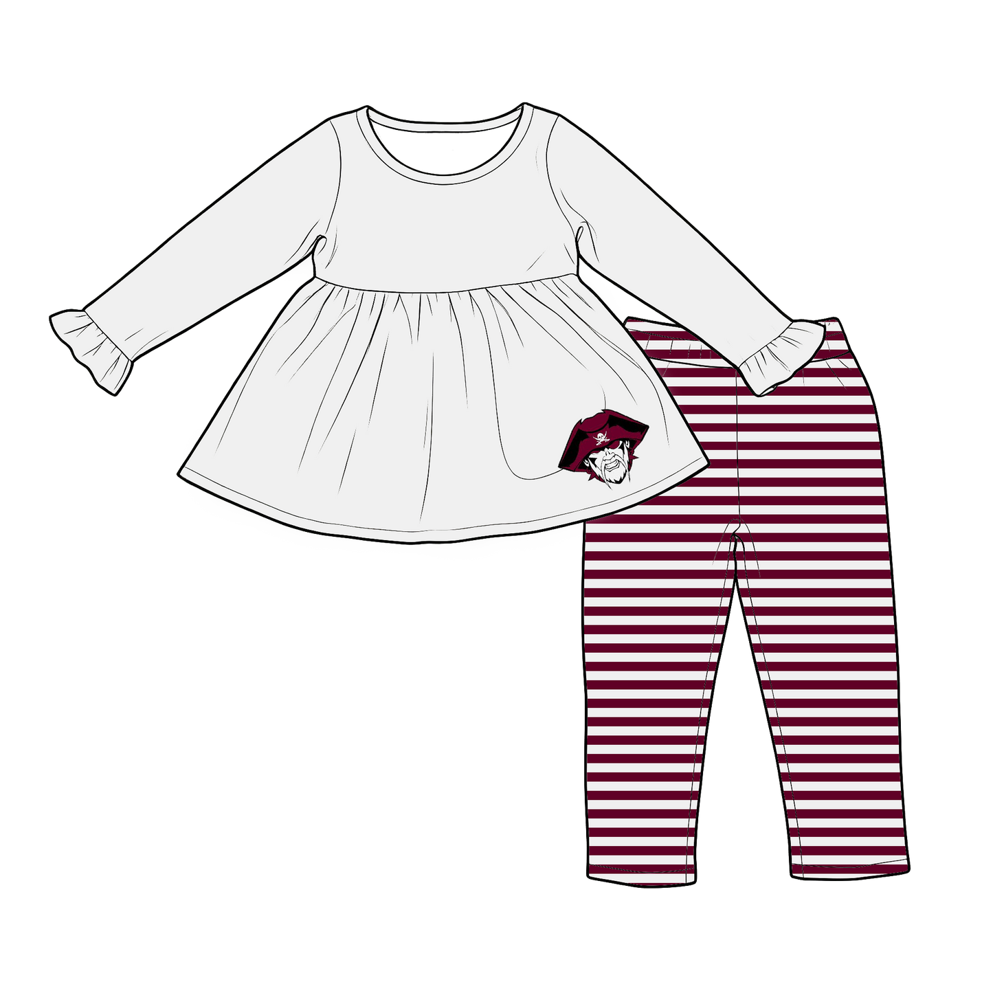 custom moq 5 mix size XY070203 Baby Girls Solid Color Long Sleeve Tunic Top Leggings Clothes Sets