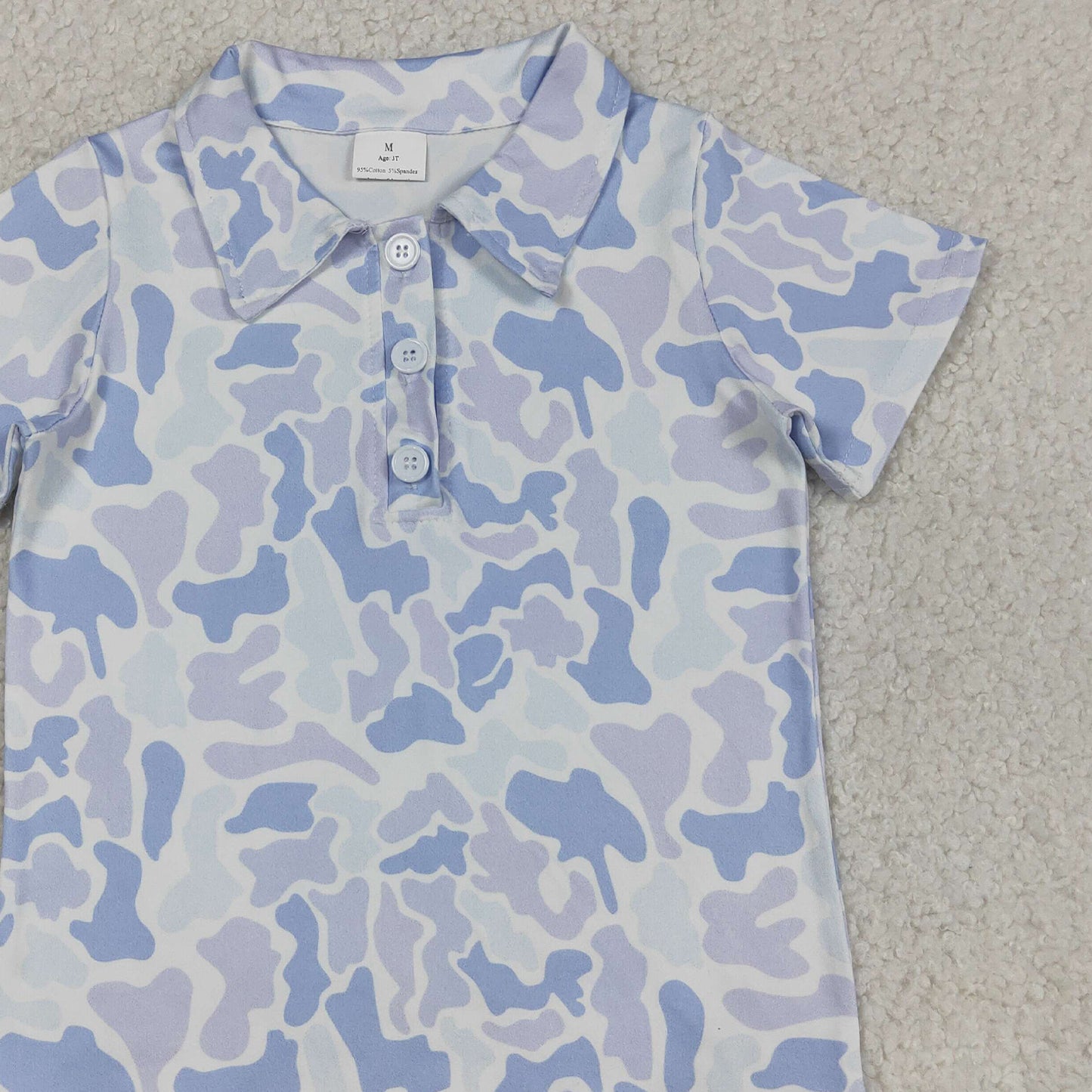 RTS NO MOQ milk silk BSSO2036（BT1766+SS0886）Baby Boys Fashion Southern Camo Light Grey Polo Top Shorts Se