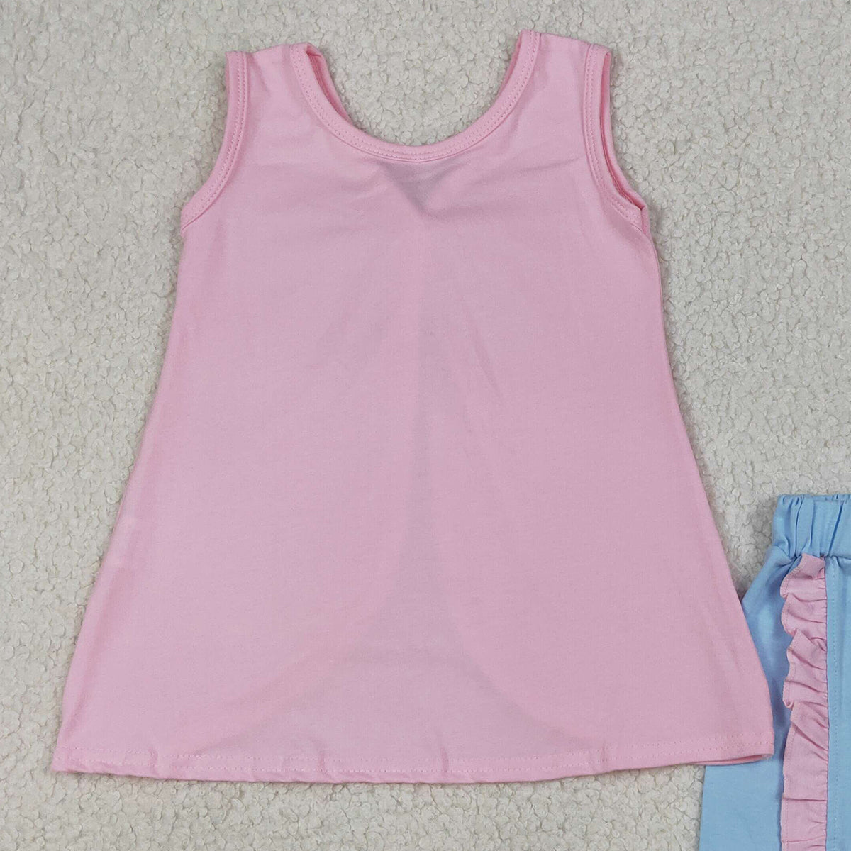 RTS NO MOQ GSSO3462 Baby Girls Pink Sleeveless Tunic with Back Bows Ruffle Shorts Outfit Set for Spring Summer