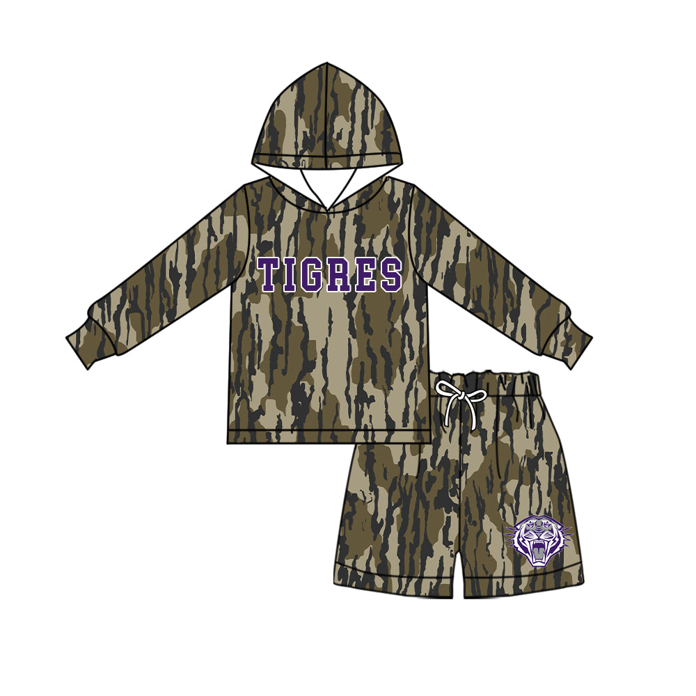 custom moq 5 mix size XY072404 Baby Kids Camo Long Sleeve Hooded Top Matching Camo Shorts Daily Outfit
