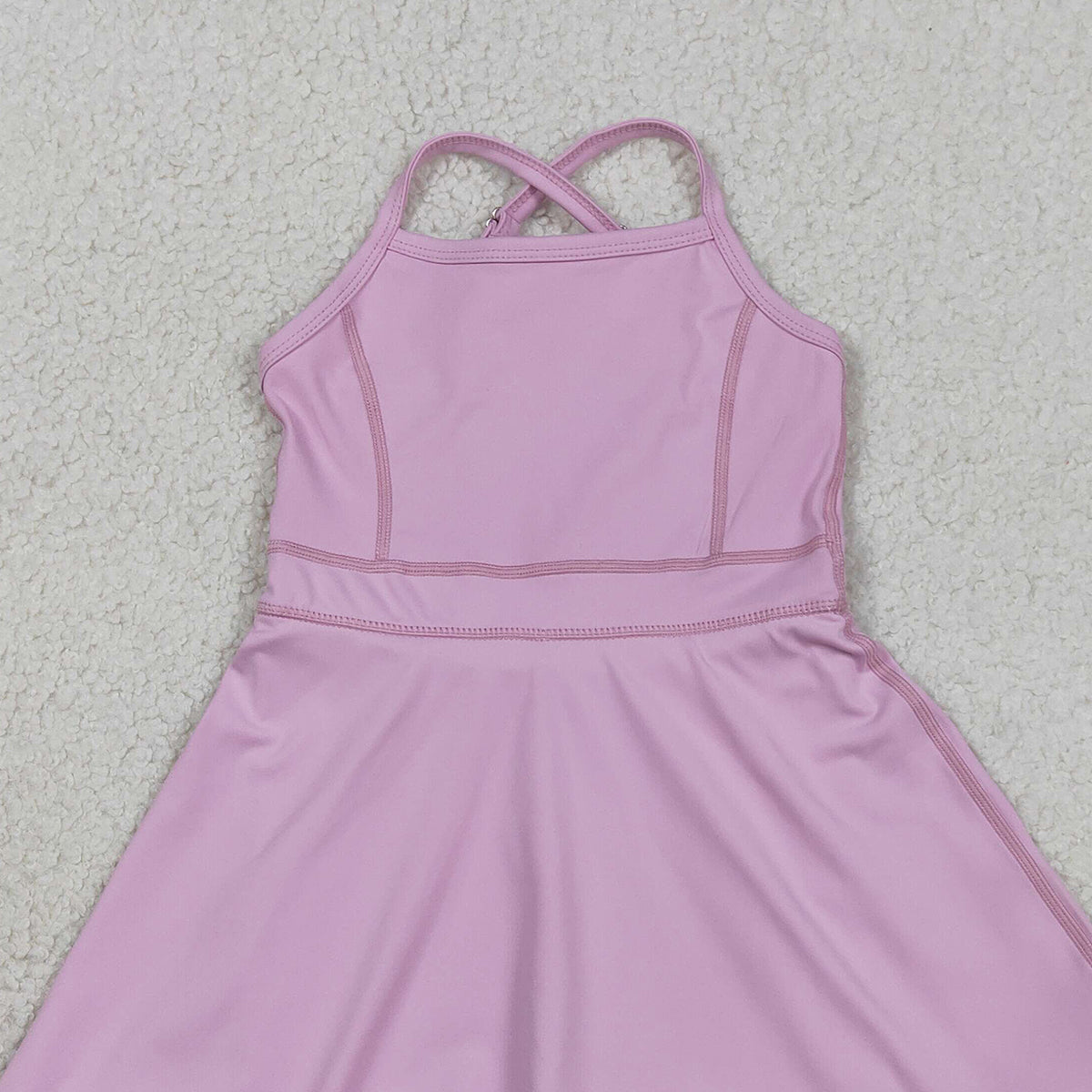 RTS NO MOQ S0712 Baby Girls Lavender Strap Yoga Ruffle Active Shorts Knee-Length Dresses