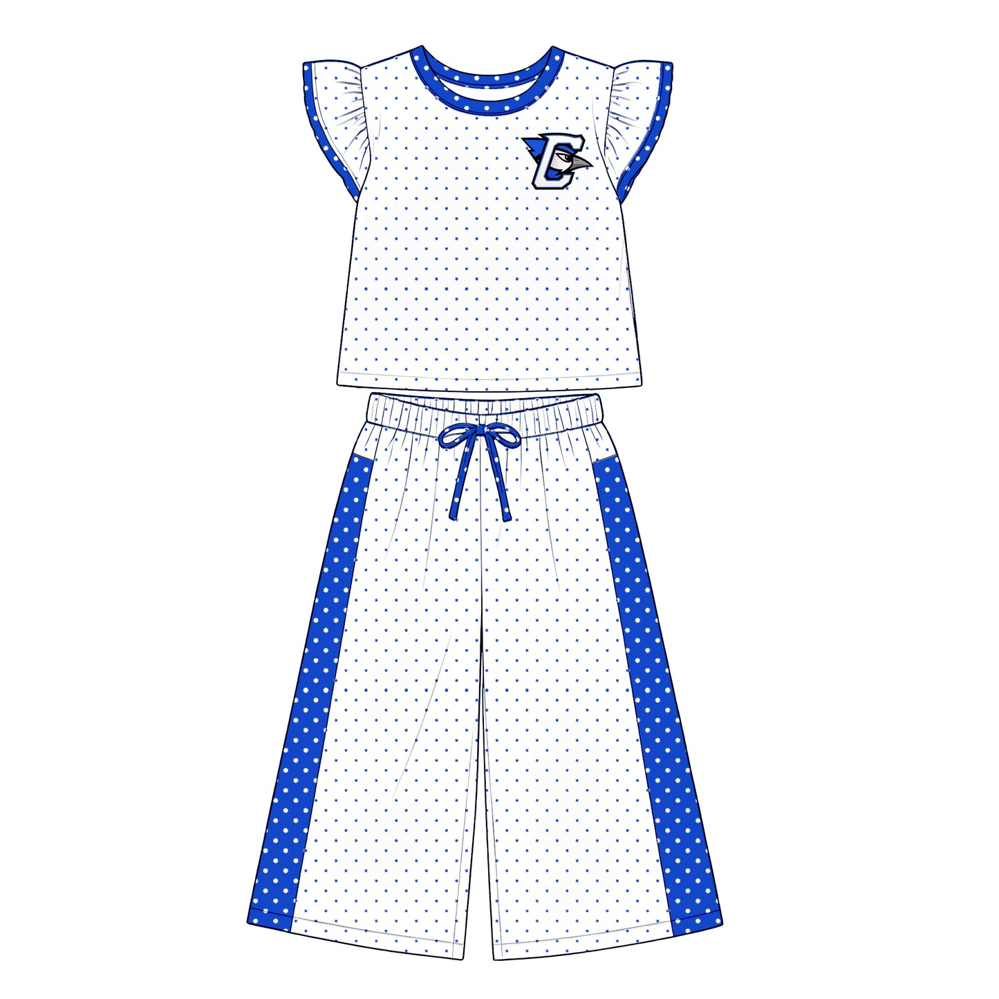 custom moq 5 mix size XY071603 Baby Girls Flutter Sleeve Top Bell Bottom Flare Pants Team Casual Set