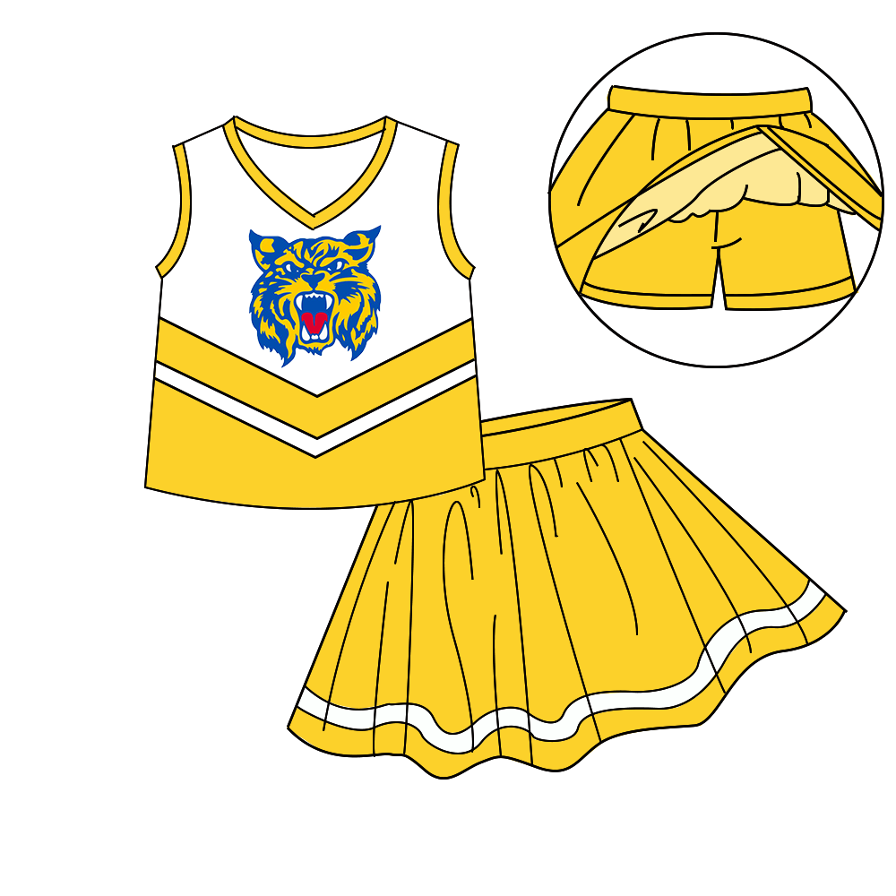 custom moq 5 mix size XY062603 Baby Girls  Stripe Trim Vest Skort Team Athletic Set