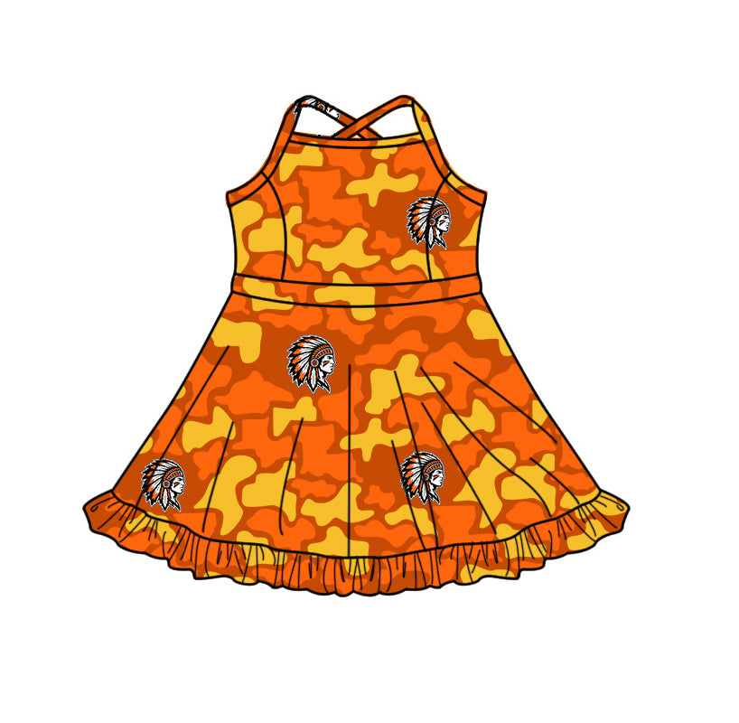 custom moq 5 mix size XY071803 Baby Girls Camo Strap Knee Length Activity Wear Yoga Skort Dress
