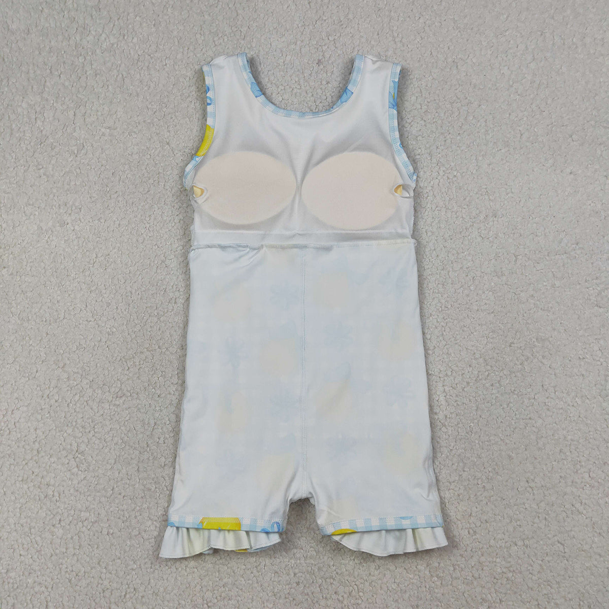 RTS NO MOQ GSD3684 Baby Girls Blue Checked Dress with Bow Lemons Back Zip Ruffle Knee Length Yoga Active Shorts for Kids