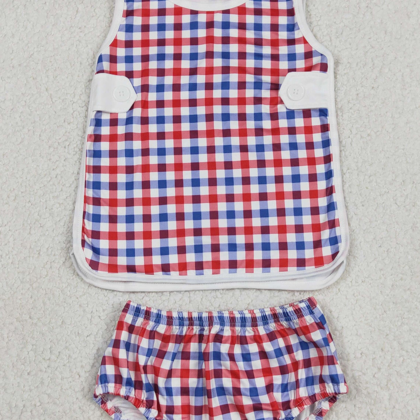 RTS NO MOQ Sibling milk silk Baby Girls Checked Bows Tunic Bummies Clothes Sets