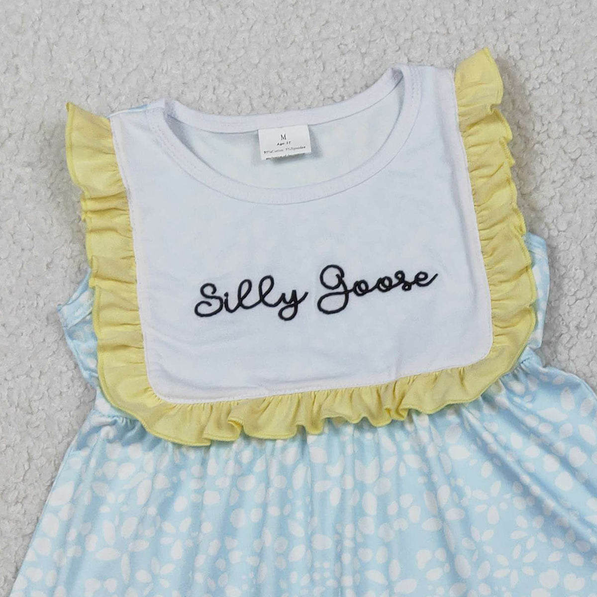 RTS NO MOQ GSSO2796  Embroidery Silly Gooses Baby Girls Floral Tunic Ruffle Shorts Outfit Set Cute Girl's Clothing