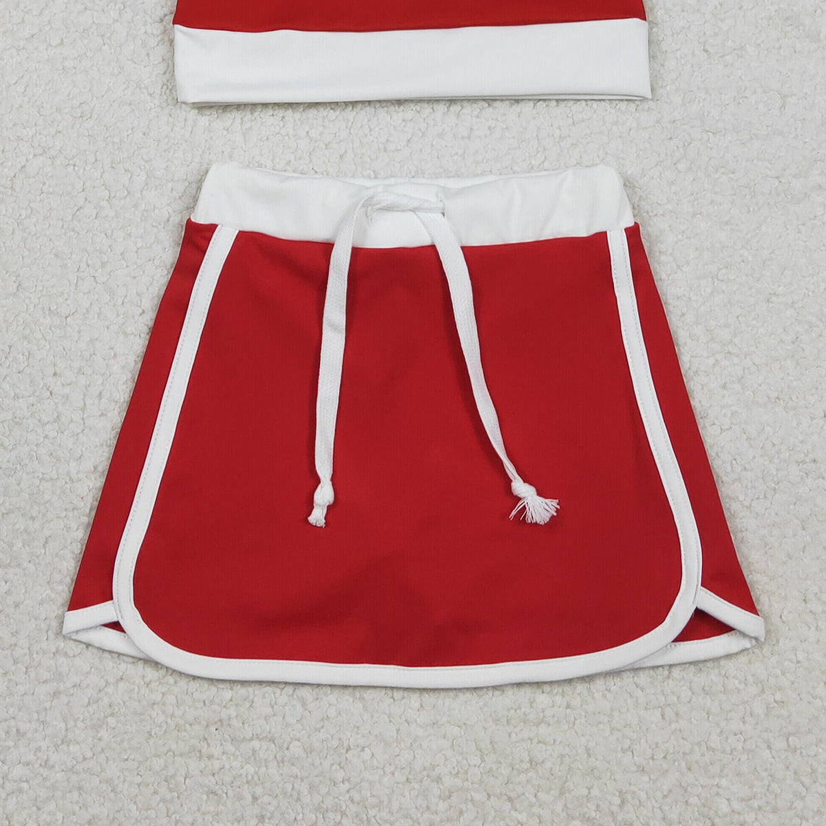 RTS NO MOQ GLD1482 Baby Girls Red Long Sleeve Top with Skirt And Shorts Yoga Active Wear Clothing Set for Kids