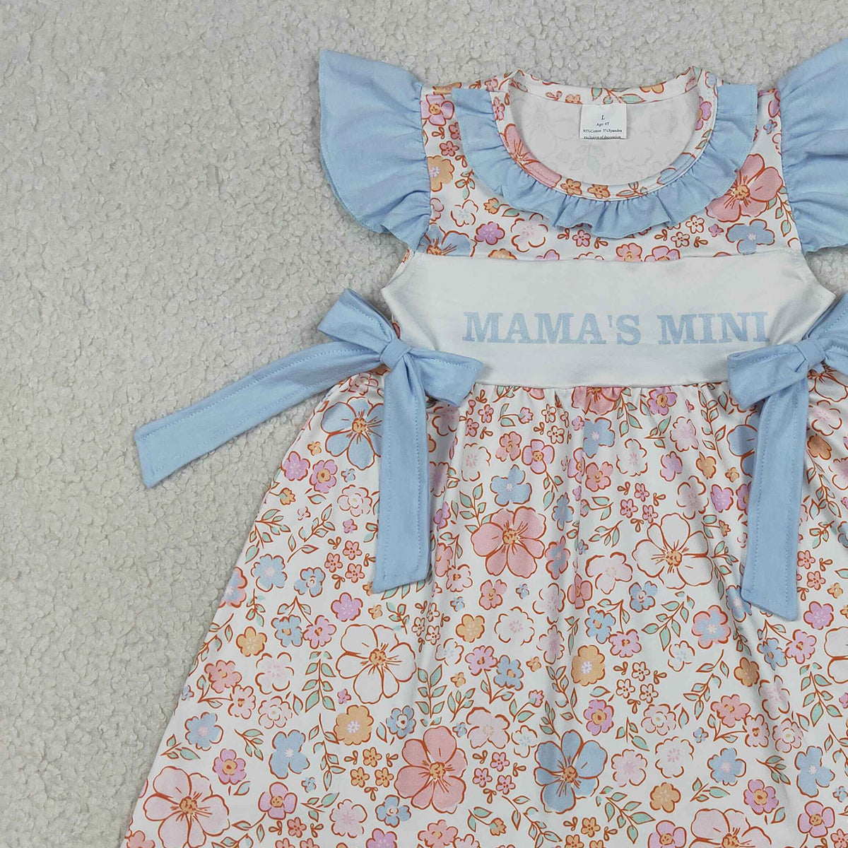 RTS NO MOQ GSD3648 Baby Girls Flowers Flutter Sleeves Knee-Length Dress