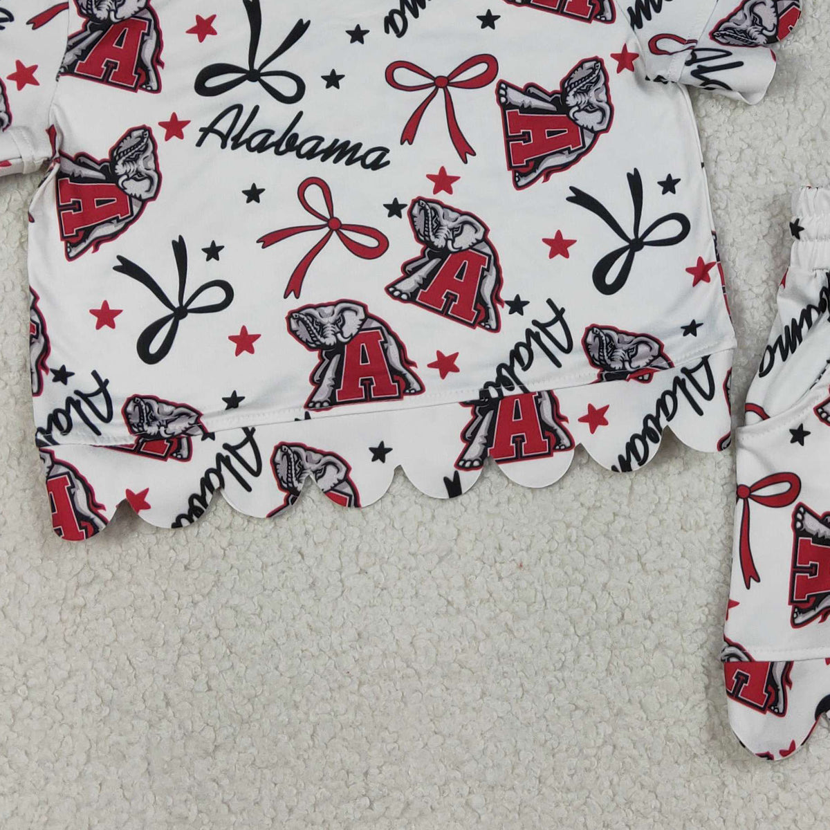 RTS NO MOQ GSSO3253 Baby Girls Star Bows Print Top Scallop Shorts Outfit Set Team Clothing for Kids