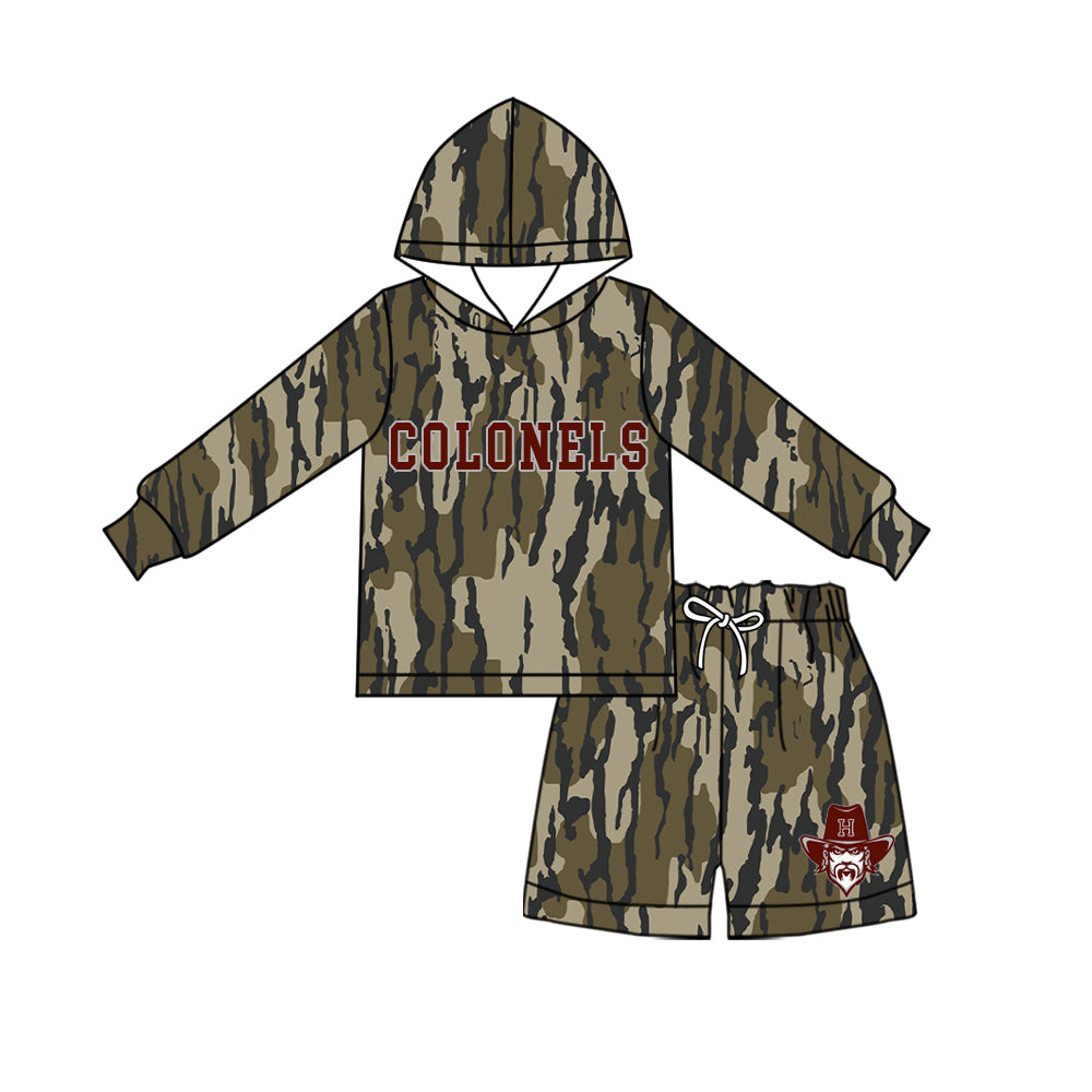 custom moq 5 mix size  XY072503 Baby Kids Camo Long Sleeve Hooded Top Camo Shorts Daily Outfit