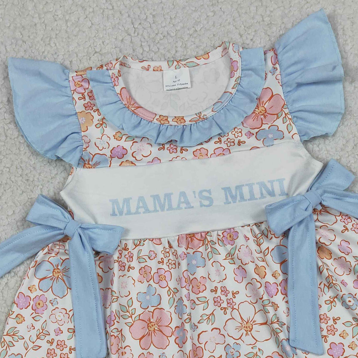 RTS NO MOQ GSD3648 Baby Girls Flowers Flutter Sleeves Knee-Length Dress