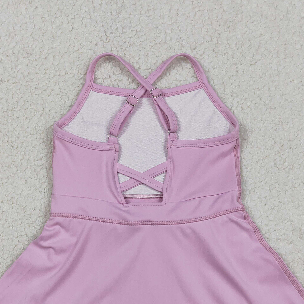 RTS NO MOQ S0712 Baby Girls Lavender Strap Yoga Ruffle Active Shorts Knee-Length Dresses