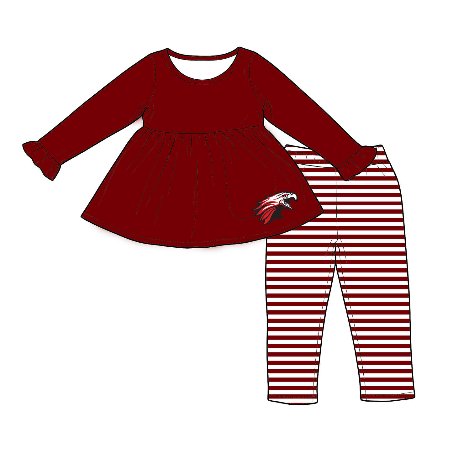 custom moq 5 mix size XY070203 Baby Girls Solid Color Long Sleeve Tunic Top Leggings Clothes Sets