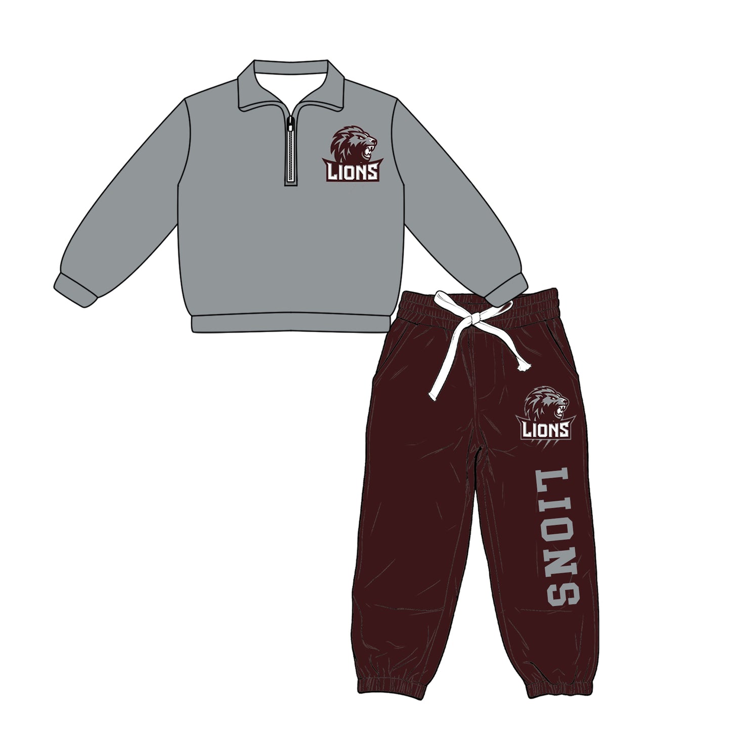 custom moq 5 mix size XY062903 Baby Kids Zipper Long Sleeve Pullover Pants Casual Outfit Set