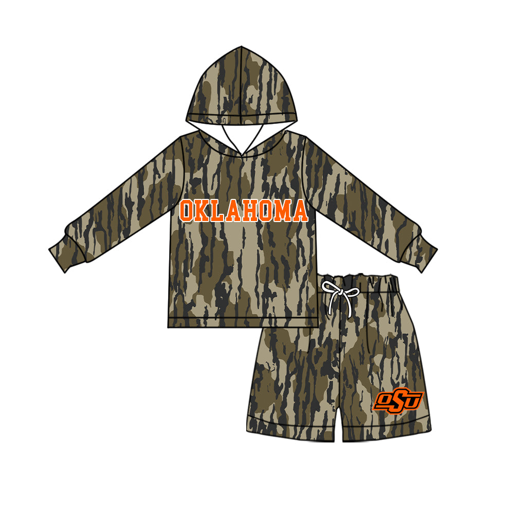 custom moq 5 mix size XY072404 Baby Kids Camo Long Sleeve Hooded Top Matching Camo Shorts Daily Outfit