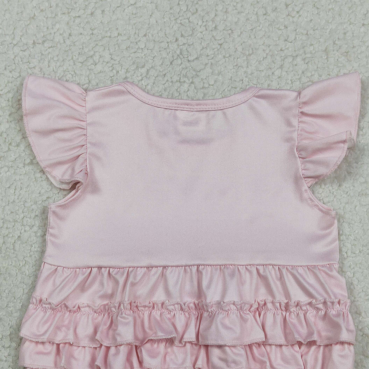 RTS NO MOQ SR3825 Baby Girls Pink Ruffle Rompers with Flutter Sleeves Bows Cute Infant Outfit