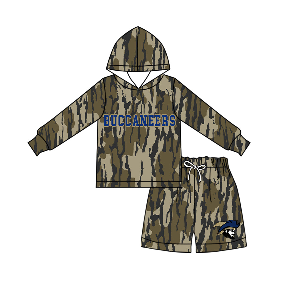 custom moq 5 mix size  XY072503 Baby Kids Camo Long Sleeve Hooded Top Camo Shorts Daily Outfit