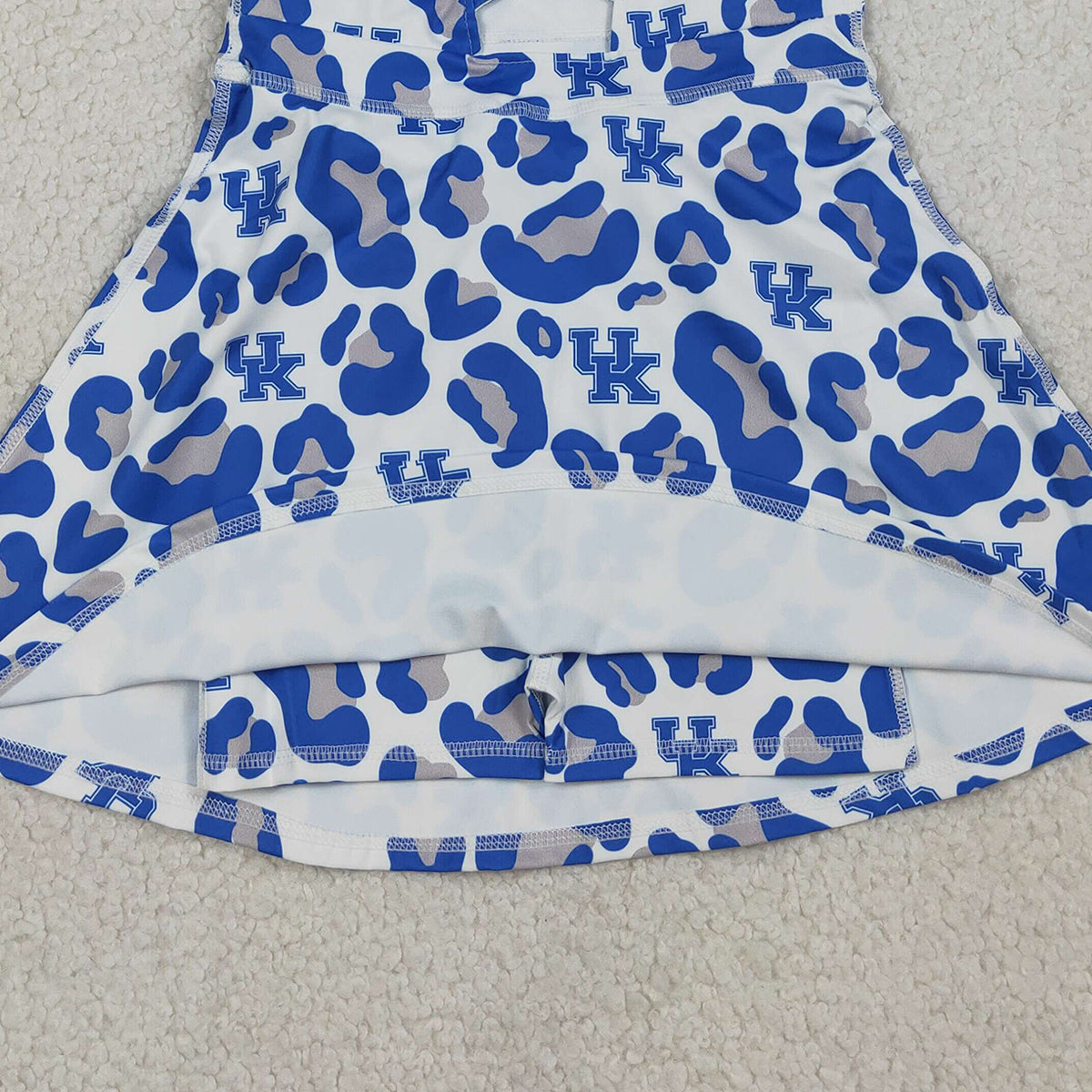 RTS NO MOQ GSD3630 Baby Girls Blue Leopard Strap Yoga Shorts Knee-Length Active Dresses