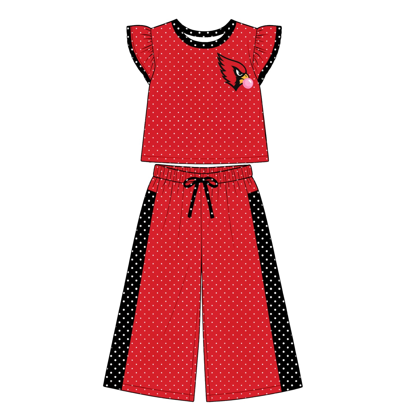 custom moq 5 mix size XY071703 Baby Girls Flutter Sleeve Top Bell Bottom Flare Pants Team Casual Clothes Set