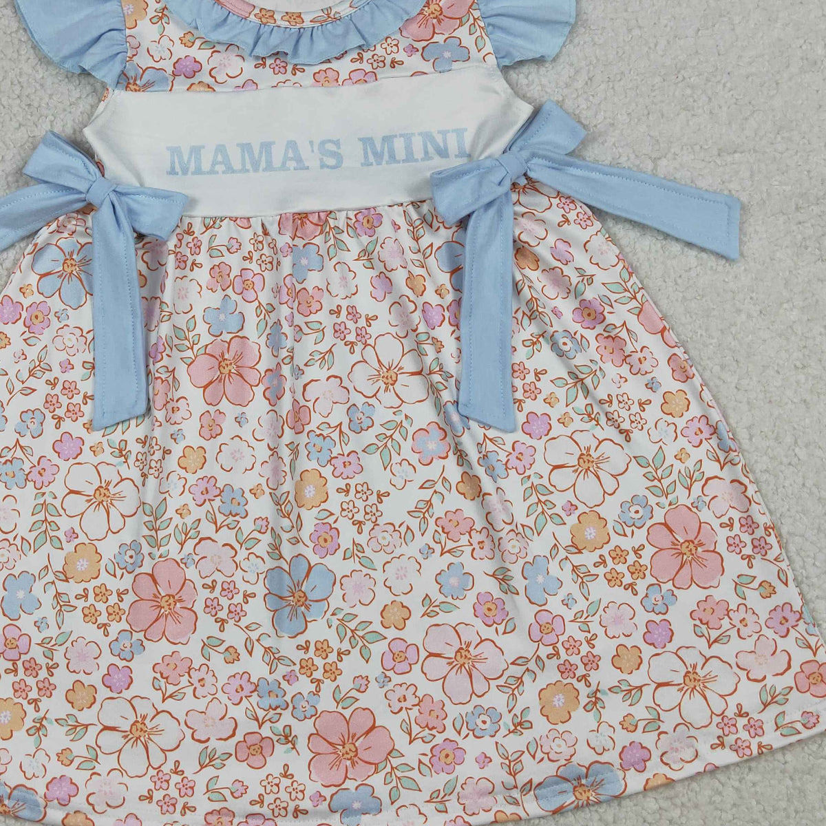 RTS NO MOQ GSD3648 Baby Girls Flowers Flutter Sleeves Knee-Length Dress