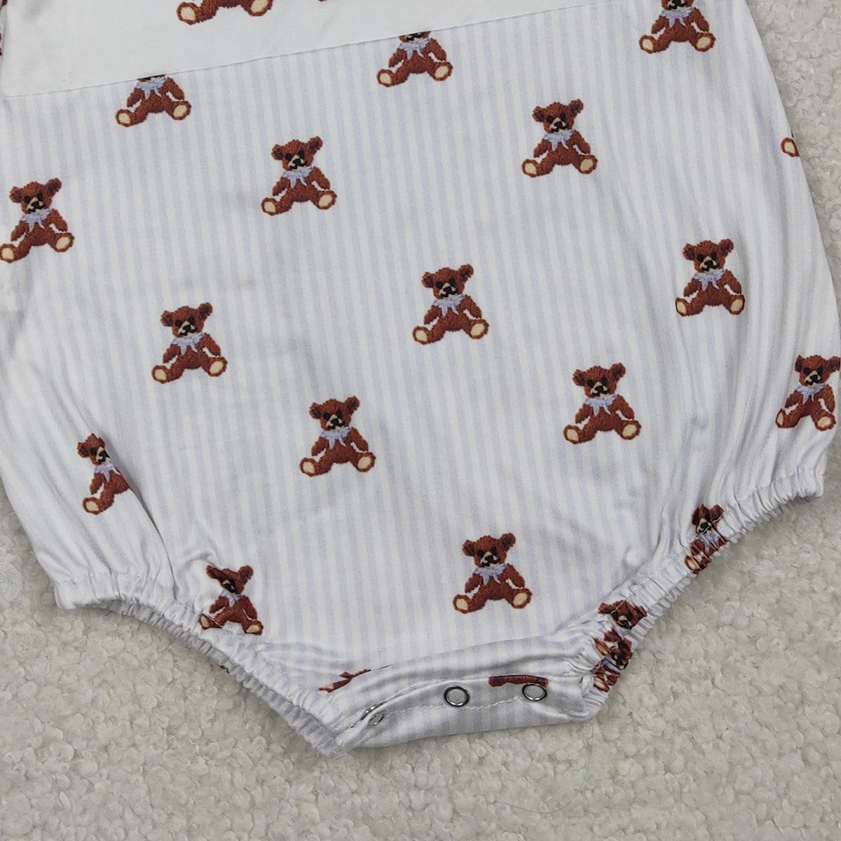 RTS NO MOQ SR3570 Baby Boys Sleeveless Rompers Grey Stripe Bears Print Baby Rompers for Boys
