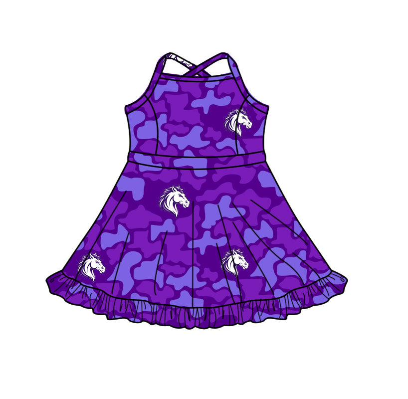 custom moq 5 mix size XY071803 Baby Girls Camo Strap Knee Length Activity Wear Yoga Skort Dress