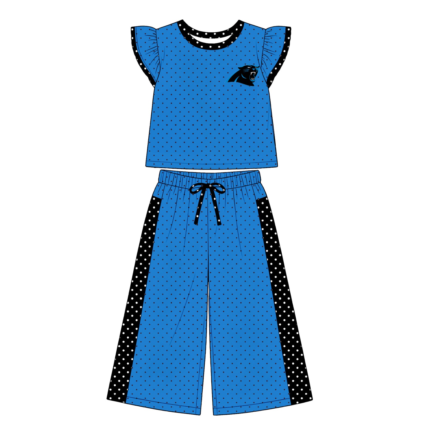 custom moq 5 mix size XY071403 Baby Girls Flutter Sleeve Top Bell Bottom Flare Pants Team Clothes Set