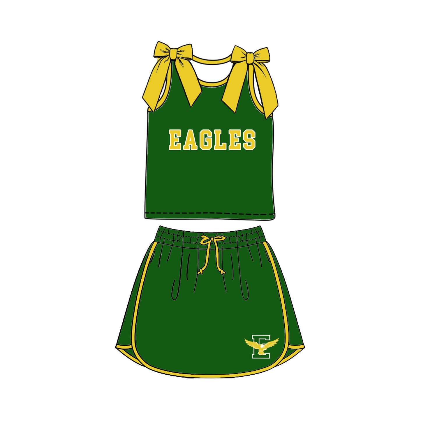 custom moq 5 mix size  XY072103 Baby Girls Bow Sleeveless Letter Printed Top Skirts Summer Team Clothes Set