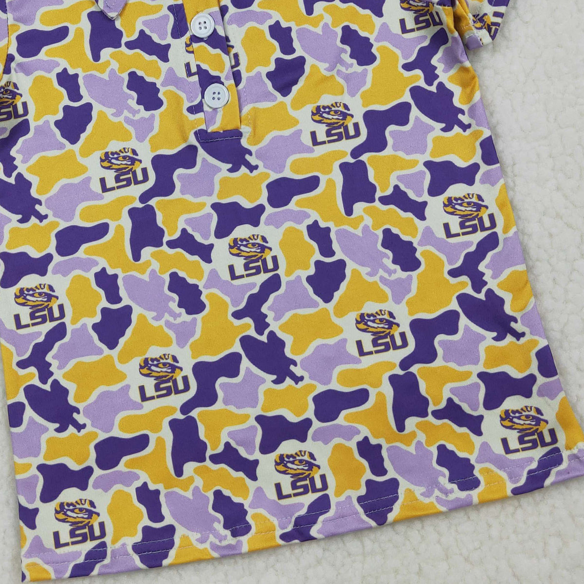RTS NO MOQ BT1744 Baby Boys Camo Button Polo Shirt Purple Yellow Team Top for Infants