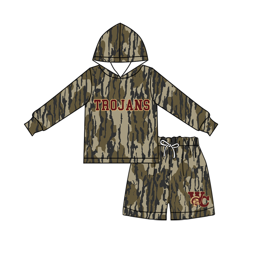 custom moq 5 mix size XY072404 Baby Kids Camo Long Sleeve Hooded Top Matching Camo Shorts Daily Outfit