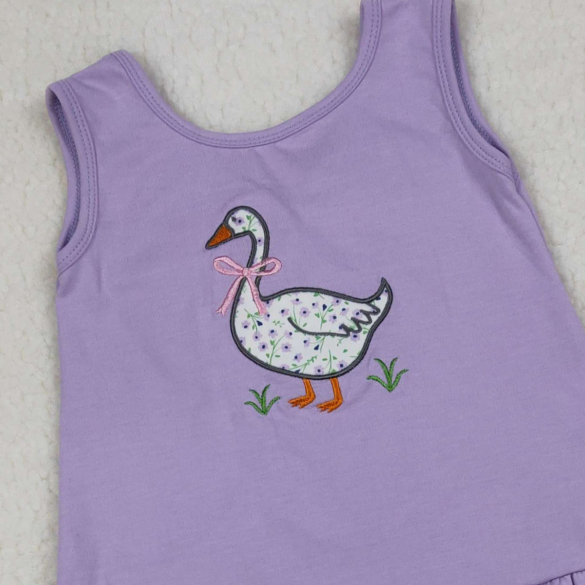 RTS NO MOQ GBO0502 Embroidery Floral Goose Baby Girls Tunic Bummies Outfit Set with Back Bows