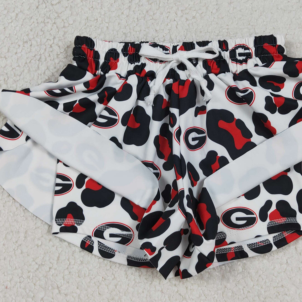 RTS NO MOQ SS0814 Baby Girls Black Leopard Ruffle Shorts Bottom Yoga Active Team Outfit