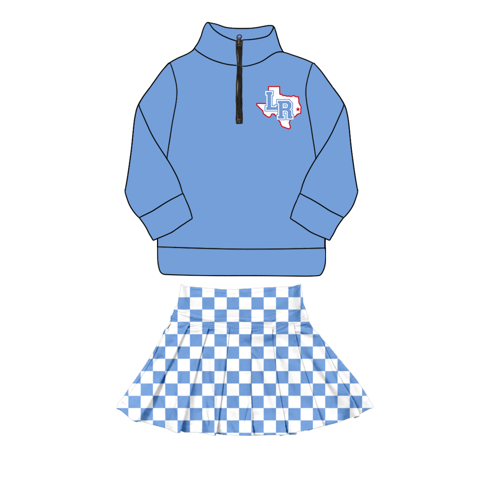 custom moq 5 mix size XY070305 Baby Kids Light Blue Top And Pants Daily Clothes Sets
