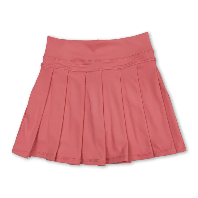 RTS NO MOQ Sibling Baby Girls Pink Yoga Skorts Pleated Skirts Bottom