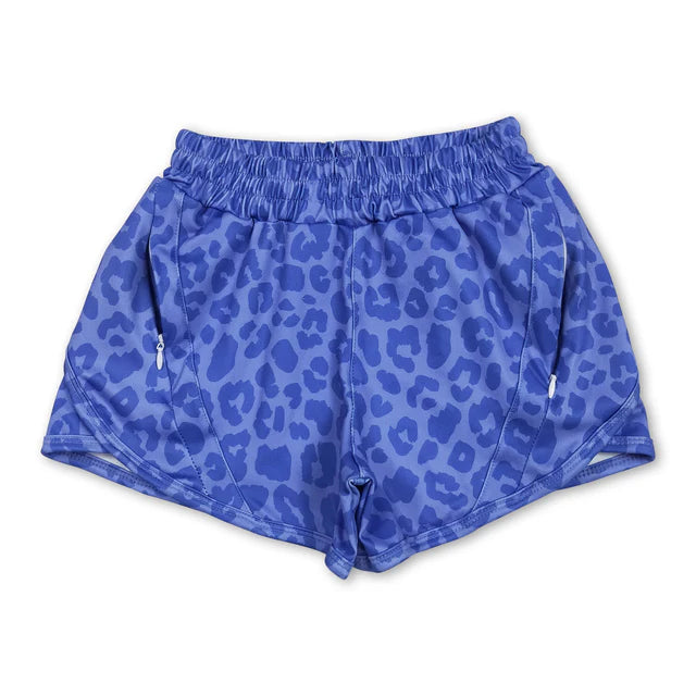 RTS NO MOQ Sibling Baby Girls Leopard Yoga Zip Shorts Bottoms