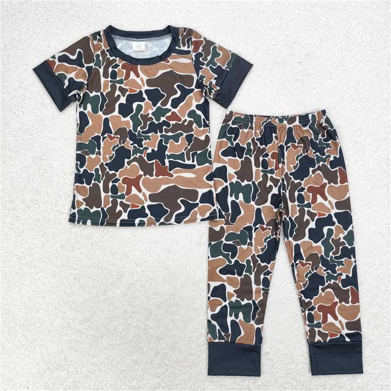 RTS NO MOQ Baby Boys Dark Camouflage Short Sleeve Pants Set