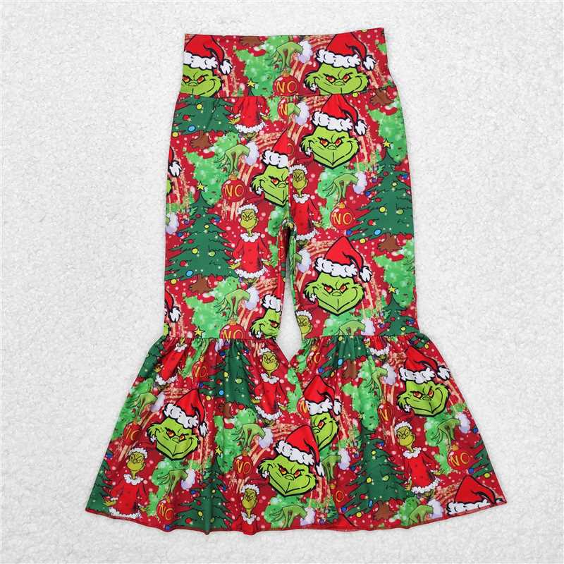 RTS NO MOQ P0631 P0630 A4-10 Christmas Skinny Flared Pants