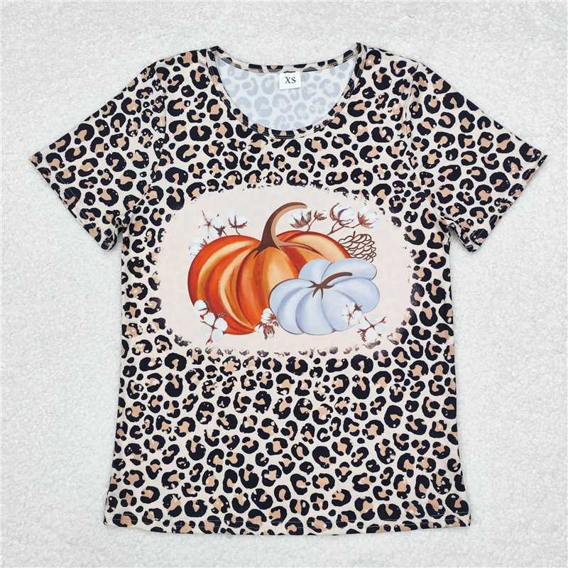 Sibling RTS NO MOQ Adult baby Girls clothes pumpkin adult short sleeve top and kids top