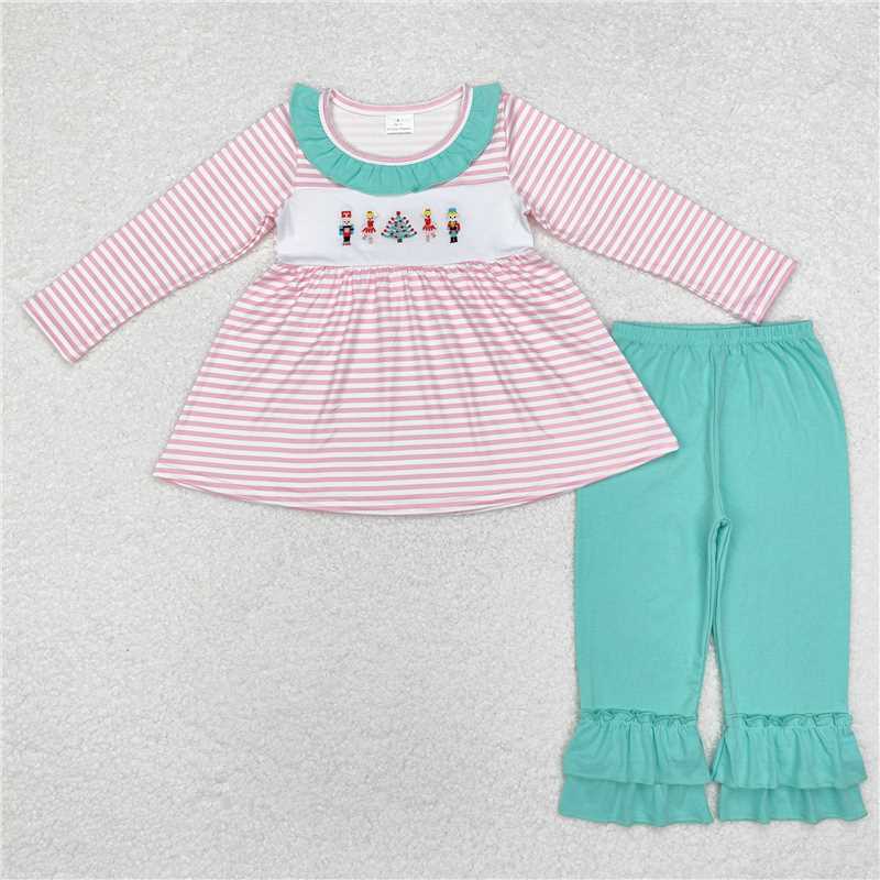 RTS NO MOQ GLP1455 GLP1471 GLP1306 GLP1283 Pink Christmas Guard-Ballet Girls Long Sleeve Outfit