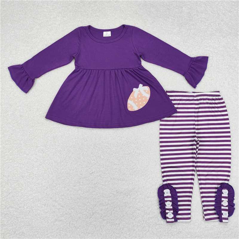 RTS NO MOQ Sibling Baby girl clothes embroidery rugby Long Sleeve Pants Sets