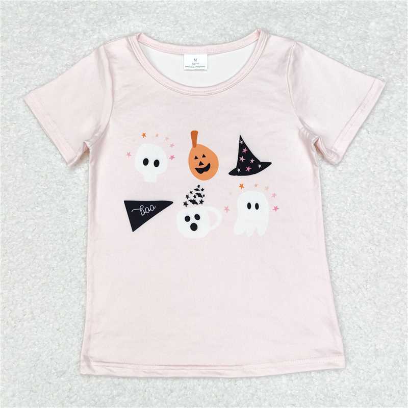 SALES NEW Baby Girls' Halloween Pink Pumpkin Short Sleeve Tee Shirt Cute Tops for Little Ones