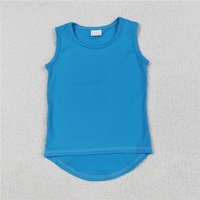 RTS NO MOQ Sibling Baby Girls  Green Sleeveless Vests Tops