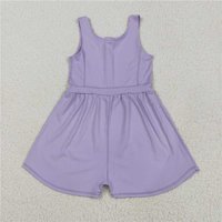 RTS NO MOQ Sibling Baby Girls Lavender Sleeveless Yoga Jumpsuits