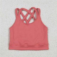 RTS NO MOQ Sibling Baby Girls Peach Strap Yoga Vest Tops